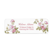 Elegant  roze rozen etiket (Voorkant)