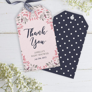 Elegant roze rozen Floral Baby shower Dank u wel Cadeaulabel