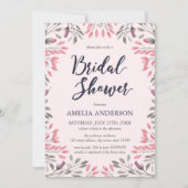 Elegant roze rozen Floral Bridal Shower Invitation Kaart (Voorkant)