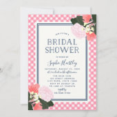 Elegant roze rozen Floral Bridal Shower Invitation Kaart (Voorkant)