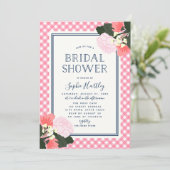 Elegant roze rozen Floral Bridal Shower Invitation Kaart (Staand voorkant)