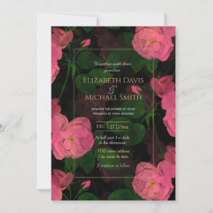 Elegant roze rozen Floral Painting Black Design Kaart