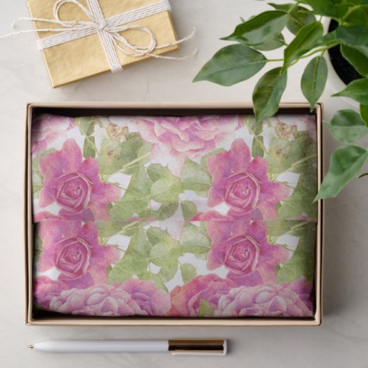 Elegant roze rozen Floral Pattern Tissuepapier (Geschenk)