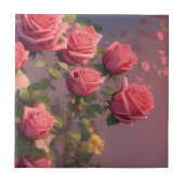 Elegant roze rozen Floral Tegeltje (Voorkant)