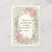 Elegant  roze rozen gouden bruiloft visitekaartje (Voorkant)