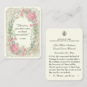 Elegant  roze rozen gouden bruiloft visitekaartje (Voorkant / Achterkant)