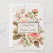 Elegant roze rozen huwelijk kaart (Achterkant)