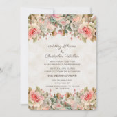 Elegant roze rozen huwelijk kaart (Voorkant)