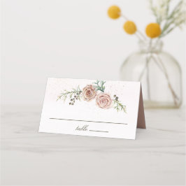 Elegant roze rozen huwelijk plaatskaartje