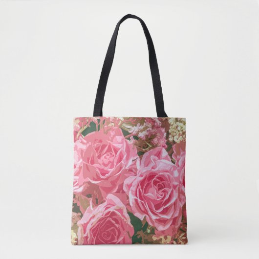 Elegant roze rozen in Bloom | Canvas tas (Voorkant)