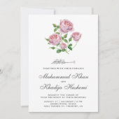 Elegant roze rozen islamitisch moslimhuwelijk kaart (Voorkant)