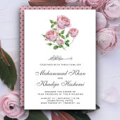 Elegant roze rozen islamitisch moslimhuwelijk kaart