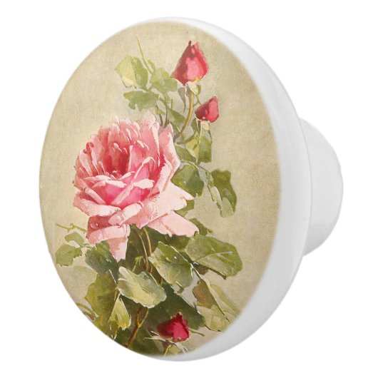 Elegant  roze rozen keramische knop (Rechts)