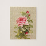 Elegant roze rozen legpuzzel<br><div class="desc">Losse spray van elegante roze rozen en rozenknoppen in warme tonen op een schilderachtige, artisanale kleurige achtergrond.</div>