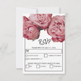Elegant roze rozen maaltijdopties RSVP-Kaarten bin RSVP Kaartje