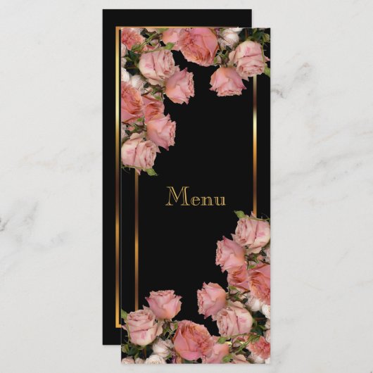 Elegant roze Rozen - Menu (Voorkant / Achterkant)