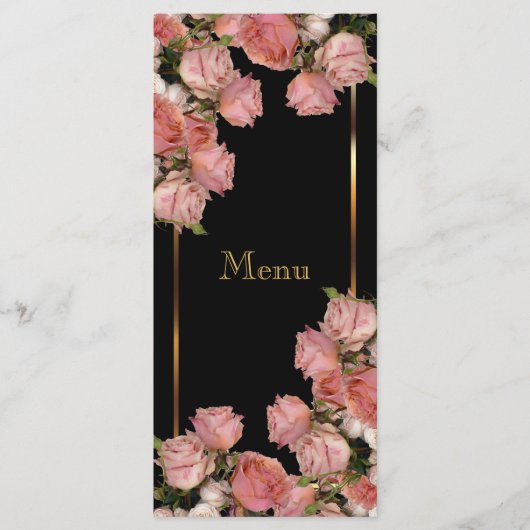 Elegant roze Rozen - Menu (Voorkant)