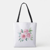 Elegant roze rozen monogram tote bag (Achterkant)