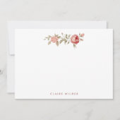 Elegant Roze Rozen - Naam toevoegen/Monogram Notitiekaartje (Voorkant)