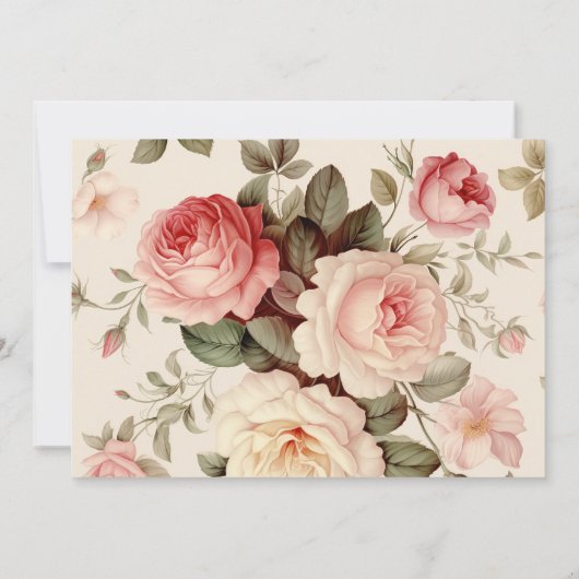 Elegant Roze Rozen - Naam toevoegen/Monogram Notitiekaartje (Achterkant)