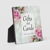 Elegant roze rozen op Blauwgroen Huwelijkscadeaus  Fotoplaat (Voorkant)