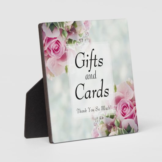 Elegant roze rozen op Blauwgroen Huwelijkscadeaus  Fotoplaat (Voorkant)