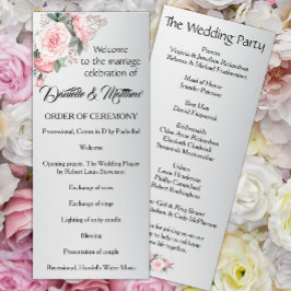 Elegant roze rozen op het Silver Wedding Program Programmakaart