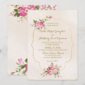 Elegant roze rozen op ivoor met goudLijst Kaart (Voorkant / Achterkant)