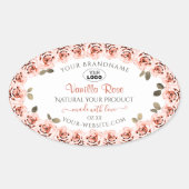 Elegant roze rozen op Logo witte productlabels Ovale Sticker (Voorkant)