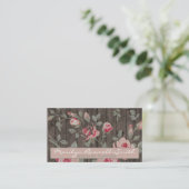 Elegant roze rozen op Rustic Wood Background Visitekaartje (Staand voorkant)