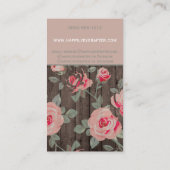 Elegant roze rozen op Rustic Wood Background Visitekaartje (Achterkant)