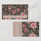 Elegant roze rozen op Rustic Wood Background Visitekaartje (Voorkant / Achterkant)
