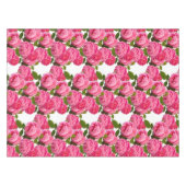 Elegant roze rozen op witte Floral Tafelkleed (Voorkant (Horizontaal))