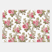 Elegant Roze  Rozen op Zwart/Wit/Buff BG Inpakpapier Vel (Voorkant 2)