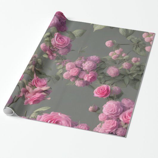 Elegant roze rozen papier voor het verpakken van a (Uitgerold)