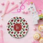 Elegant roze rozen papieren bordje (Feest)