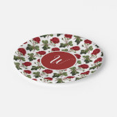 Elegant roze rozen papieren bordje (Gekanteld)