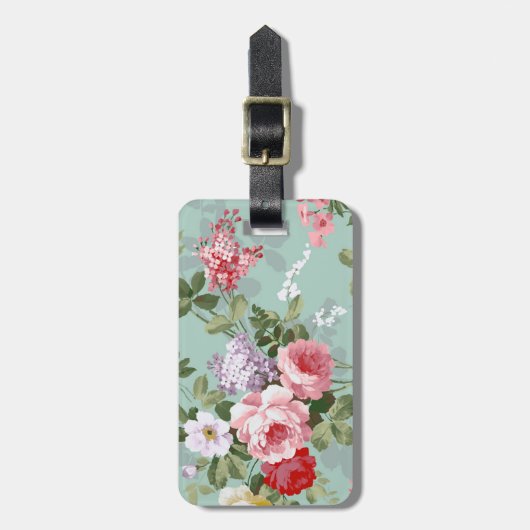  Elegant Roze Rozen Patroon Bagagelabel (Voorkant verticaal)