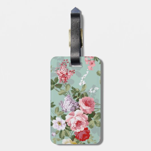  Elegant Roze Rozen Patroon Bagagelabel (Achterkant verticaal)