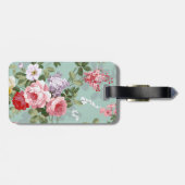  Elegant Roze Rozen Patroon Bagagelabel (Achterkant horizontaal)