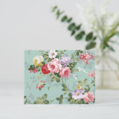 Elegant Roze Rozen Patroon Briefkaart (Staand voorkant)