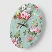 Elegant Roze Rozen Patroon Grote Klok (Hoek)