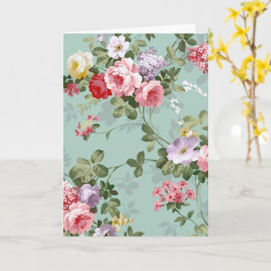  Elegant Roze Rozen Patroon Kaart (Gele Bloem)