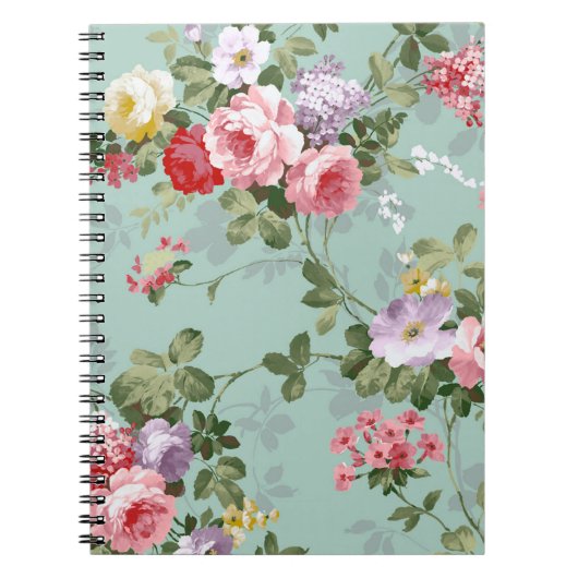 Elegant Roze Rozen Patroon Notitieboek (Voorkant)