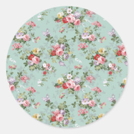 Elegant Roze Rozen Patroon Ronde Sticker
