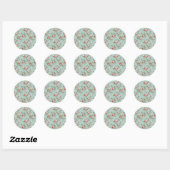  Elegant Roze Rozen Patroon Ronde Sticker (Vel)