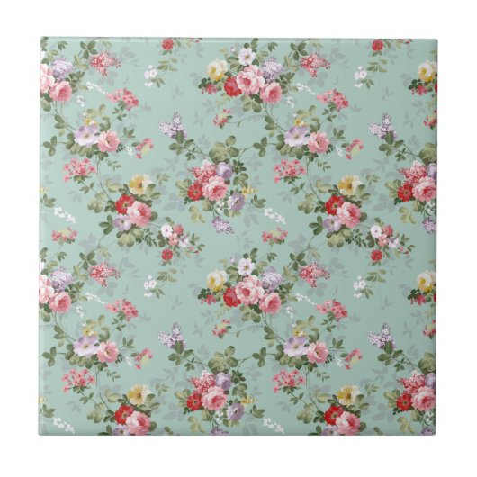  Elegant Roze Rozen Patroon Tegeltje (Voorkant)