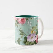  Elegant Roze Rozen Patroon Tweekleurige Koffiemok (Voorkant rechts)