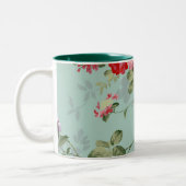 Elegant Roze Rozen Patroon Tweekleurige Koffiemok (Links)