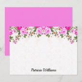 Elegant roze rozen persoonlijke notitiekaart notitiekaartje (Voorkant / Achterkant)